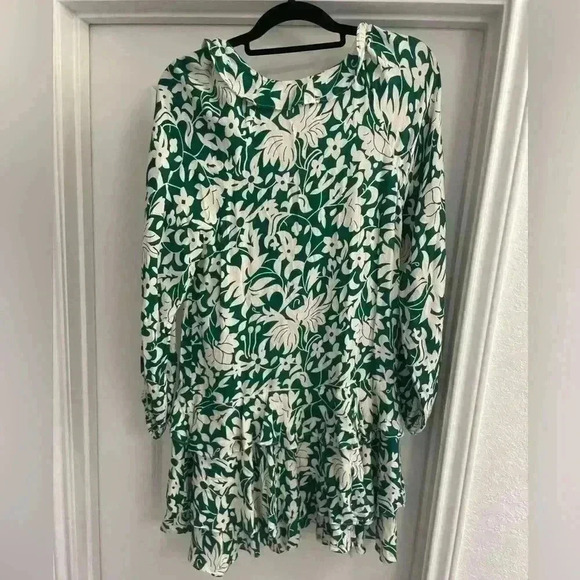 Free People Emerald Floral Print Ruffled Dress, size S - Picture 3 of 3